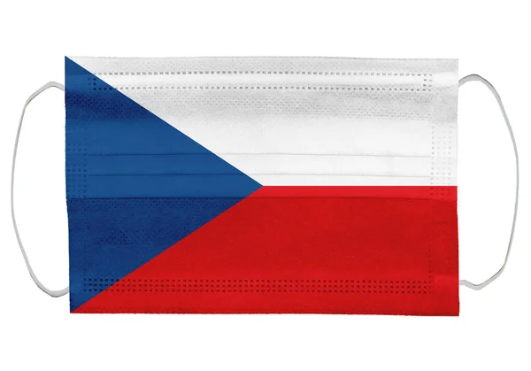 Czeska Flaga Masce Medycznej Odizolowany Białym Tle Przypadku Wirusa Korony — Zdjęcie stockowe