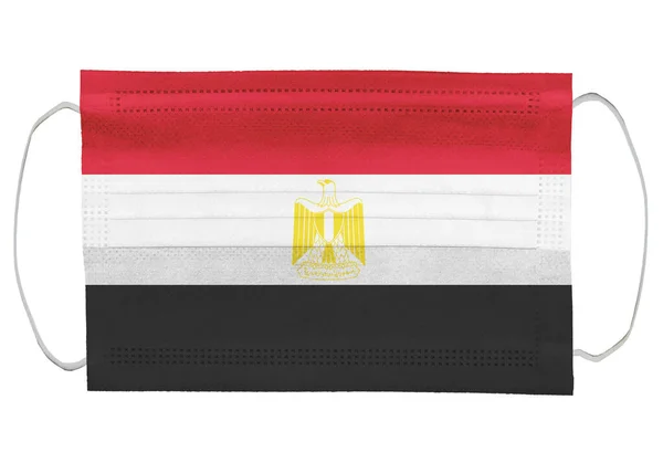 Egypten Flagga Medicinsk Mask Isolerad Vit Bakgrund För Koronavirus Eller — Stockfoto