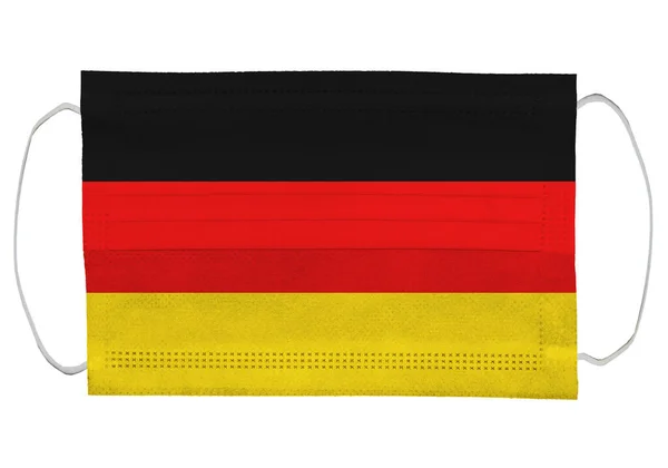 Bandeira Alemanha Numa Máscara Médica Isolado Sobre Fundo Branco Para — Fotografia de Stock