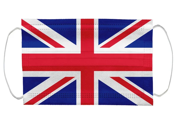 Great Britain Flag Medical Mask Isolated White Background Corona Virus — Stock Photo, Image