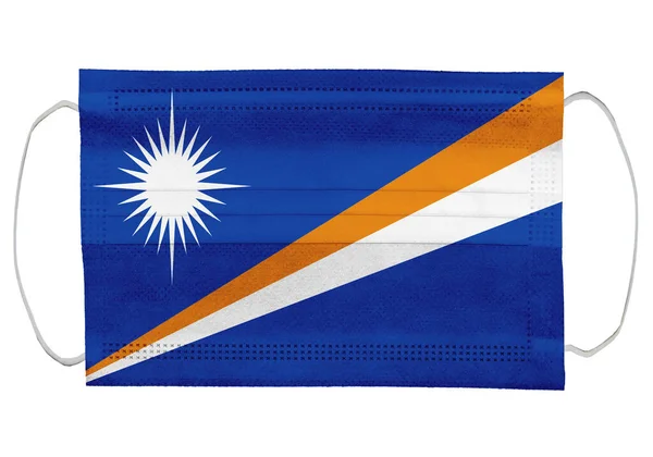 Marshallinseln Flagge Auf Einer Medizinischen Maske Vereinzelt Auf Weißem Hintergrund — Stockfoto