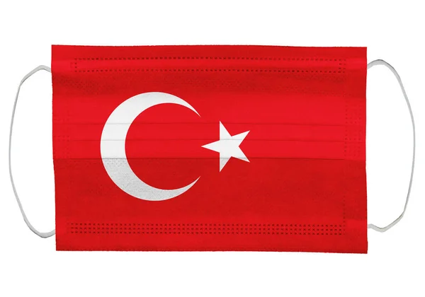 Bandera Turquía Con Máscara Médica Aislado Sobre Fondo Blanco Para —  Fotos de Stock