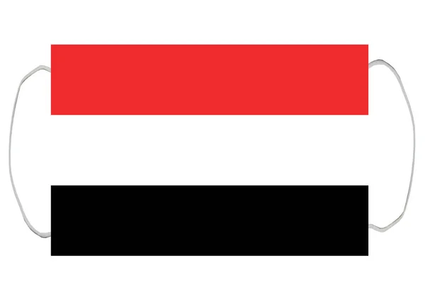Bandera Yemen Con Máscara Médica Aislado Sobre Fondo Blanco Para — Foto de Stock