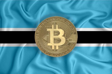 Bayrak, bayraklı altın sikke. Engelleme zinciri, bitcoin, para birimi ademi merkeziyeti. 3d oluşturma