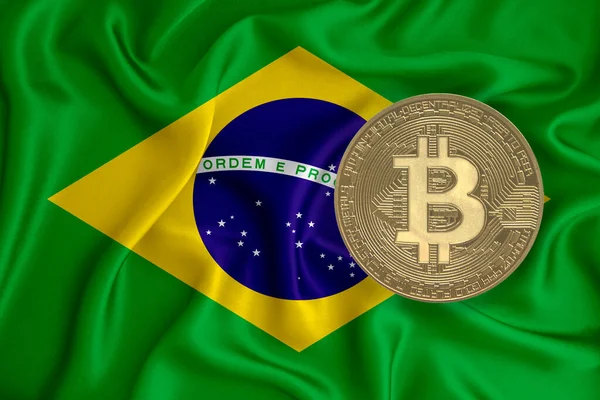 Bayrak, bayraklı altın sikke. Engelleme zinciri, bitcoin, para birimi ademi merkeziyeti. 3d oluşturma