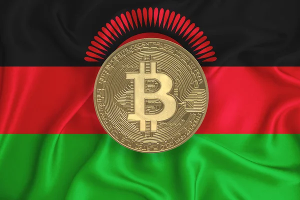 Bayrak, bayraklı altın sikke. Engelleme zinciri, bitcoin, para birimi ademi merkeziyeti. 3d oluşturma