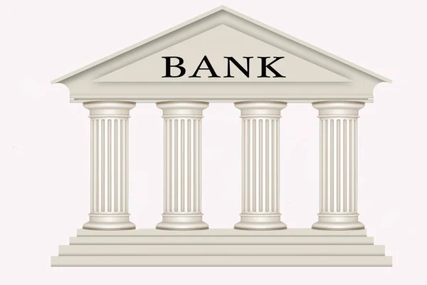 Ilustração Banco Branco Isolado Fundo Branco Conceito Sistema Bancário — Fotografia de Stock