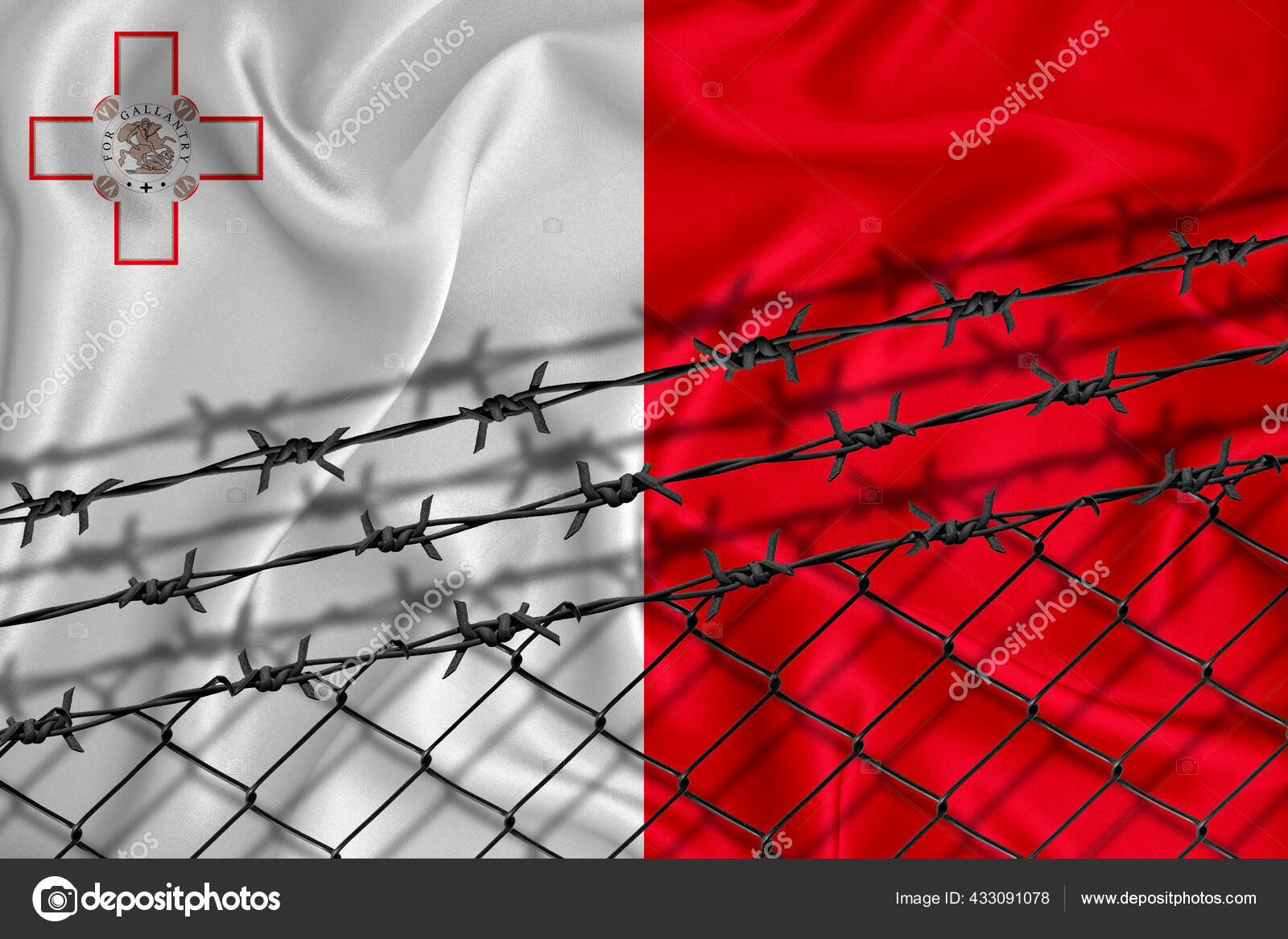 Malta Flagge Zaungitter Und Stacheldraht Isolationskonzept Fur Auswanderer Mit Platz Stockfotografie Lizenzfreie Fotos C Magri1 433091078 Depositphotos