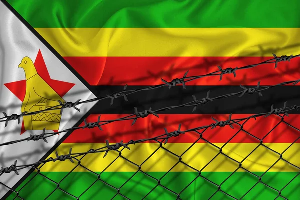 짐바브웨는 철조망 철조망을 그린다 이민자들의 문자가 곳으로 — 스톡 사진