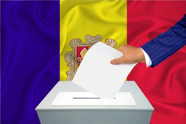 Verkiezingen Het Land Stemmen Bij Stembus Hand Van Een Man — Stockfoto