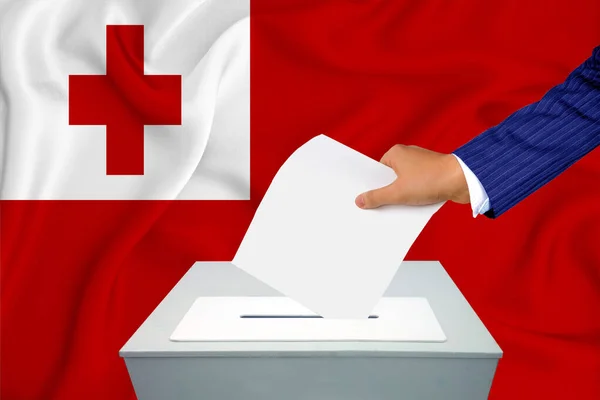 Elections Country Voting Ballot Box Man Hand Puts His Vote — Stock Photo, Image