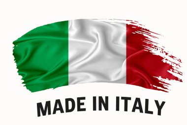 İtalya 'da el yazısıyla yazılmış klasik kurdele bayrağı, fırça darbesi, tipografi harfleri, beyaz arkaplanda logo etiketi afişi.