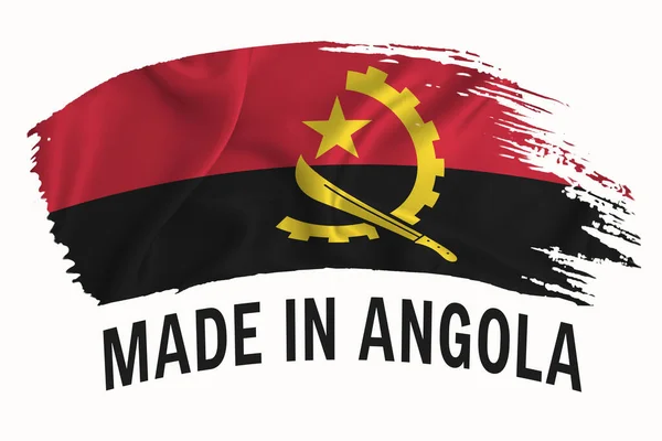 Gemaakt Angola Handgeschreven Vintage Lint Vlag Penseelstreek Typografie Belettering Logo — Stockfoto