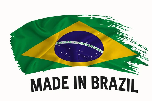 Made Brazil Handgeschriebene Vintage Bandfahne Pinselstrich Typografie Schriftzug Logo Etikettenbanner — Stockfoto