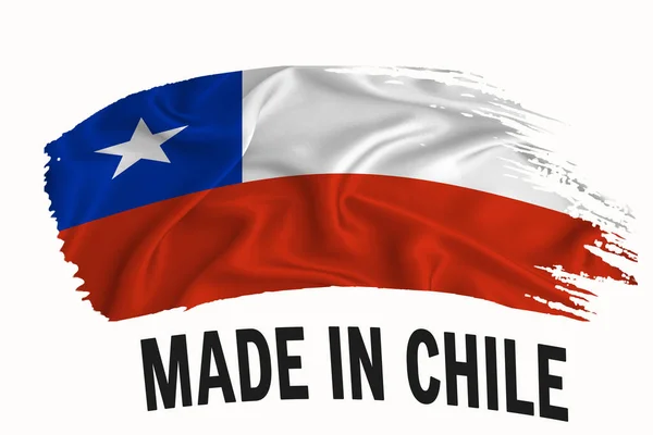 智利手工制作的复古彩色旗 打字字体 白底标识横幅 — 图库照片