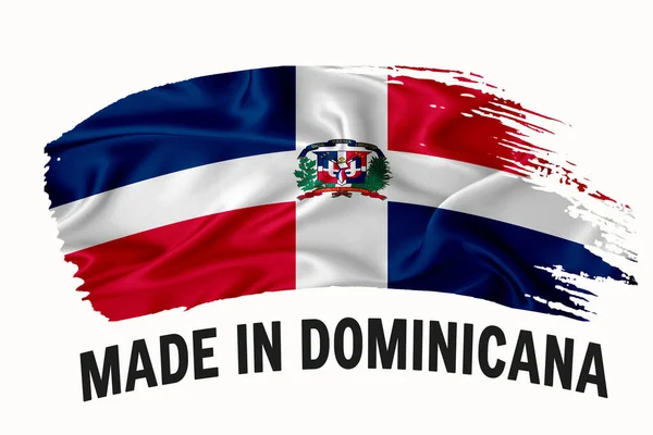 Сделано Доминикане Руки Винтажным Ленточным Флагом Мазком Кисти Типографикой Баннером — стоковое фото