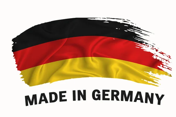 Gemaakt Germany Handgeschreven Vintage Lint Vlag Penseelstreek Typografie Belettering Logo — Stockfoto