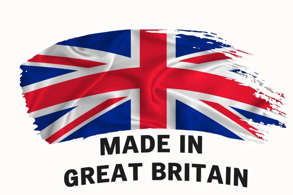 Made Great Britain Handwritten Vintage Ribbon Flag Pincelada Tipografia Lettering — Fotografia de Stock