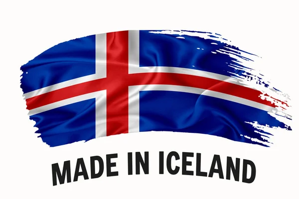 Made Iceland Bandiera Nastro Vintage Manoscritta Pennellata Stampa Tipografica Logo — Foto Stock