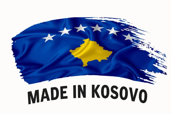 Hecho Kosovo Bandera Cinta Vintage Escrita Mano Trazo Pincel Tipografía —  Fotos de Stock