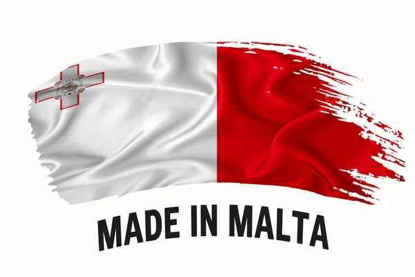 Made Malta Handwritten Vintage Ribbon Flag Pincelada Tipografia Lettering Logo — Fotografia de Stock