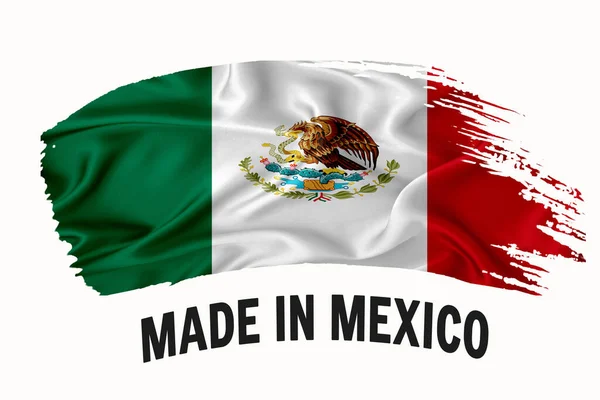 Made Mexico Handwritten Vintage Ribbon Flag Brush Stroke Typography Lettering — Stock Photo, Image