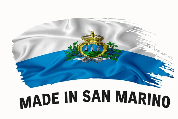 Hecho San Marino Bandera Cinta Vintage Manuscrita Trazo Pincel Tipografía —  Fotos de Stock