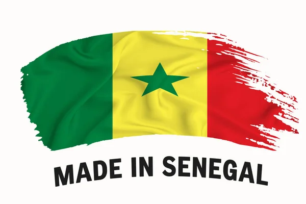 Made Senegal Handgeschriebene Vintage Bandfahne Pinselstrich Typografie Schriftzug Logo Etikettenbanner — Stockfoto
