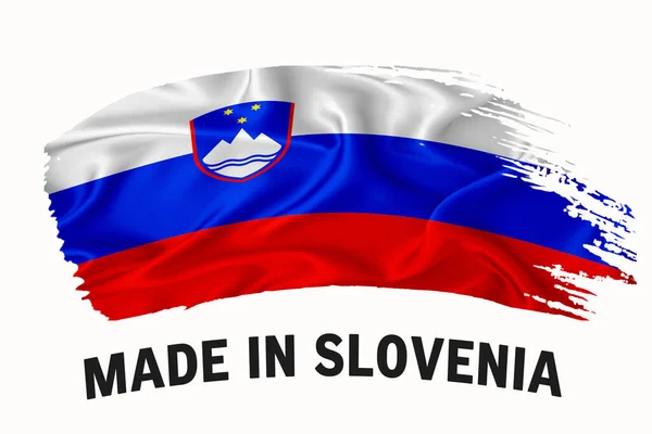 Made Slovenia Kézzel Írott Szüret Szalag Zászló Ecset Stroke Tipográfia — Stock Fotó