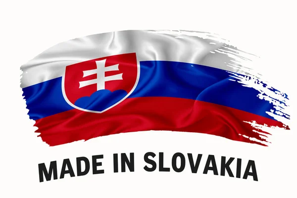 Made Slovakia Kézzel Írott Vintage Szalag Zászló Ecsetvonás Tipográfia Felirat — Stock Fotó