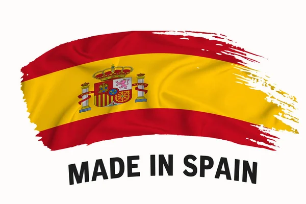 Made Spain Handgeschriebene Vintage Bandfahne Pinselstrich Typografie Schriftzug Logo Etikettenbanner — Stockfoto