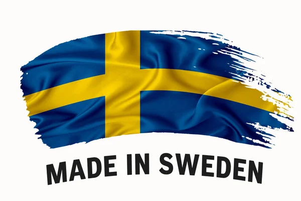 Κατασκευασμένο Στη Σουηδία Χειρόγραφη Vintage Κορδέλα Σημαία Πινέλο Εγκεφαλικό Επεισόδιο — Φωτογραφία Αρχείου