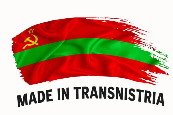 Made Transnistria Handwritten Vintage Ribbon Flag Pincelada Tipografia Lettering Logo — Fotografia de Stock