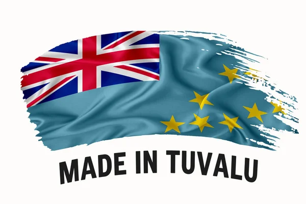 Made Tuvalu Handwritten Vintage Ribbon Flag Pincelada Tipografia Lettering Logo — Fotografia de Stock