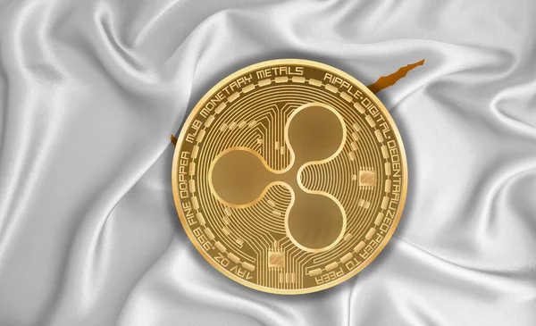 Cyprus flag, ripple gold coin on flag background. The concept of blockchain, bitcoin, currency decentralization in the country. 3d-rendering