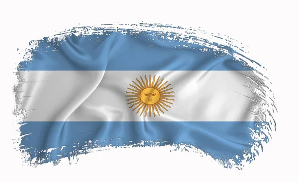 Argentina flag, brush stroke, typography, lettering, logo, label, banner on a white background.