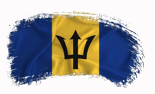 Barbados Zászló Ecsetvonás Tipográfia Betűk Logó Címke Banner Fehér Alapon — Stock Fotó