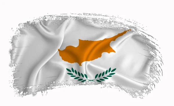 Cyprus Vlag Penseelstreek Typografie Belettering Logo Label Spandoek Witte Achtergrond — Stockfoto