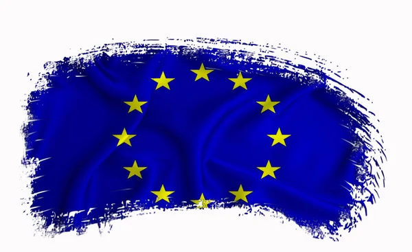 欧盟旗帜 白底横幅 — 图库照片