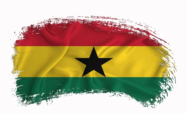 Ghana Flagge Pinselstrich Typografie Schriftzug Logo Etikett Banner Auf Weißem — Stockfoto