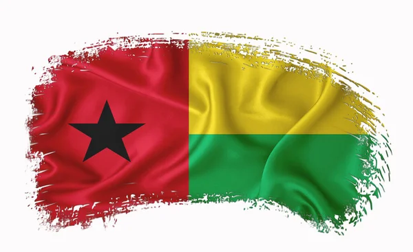Guinea Bissau Flagge Pinselstrich Typografie Schriftzug Logo Etikett Banner Auf — Stockfoto