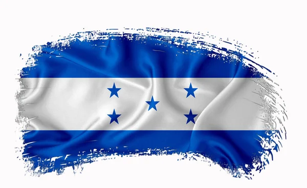 Bandera Honduras Pincelada Tipografía Letras Logotipo Etiqueta Banner Sobre Fondo — Foto de Stock