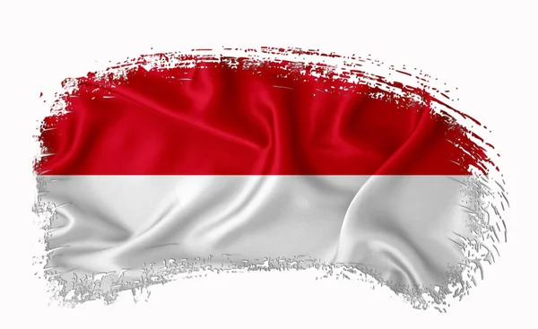 インドネシアの国旗 ブラシストローク タイポグラフィ レタリング ラベル 白い背景のバナー — ストック写真