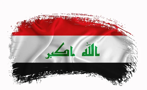 Iraq Bandiera Pennellata Tipografia Lettering Logo Etichetta Banner Sfondo Bianco — Foto Stock