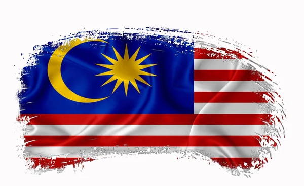 马来西亚国旗 白底横幅 — 图库照片
