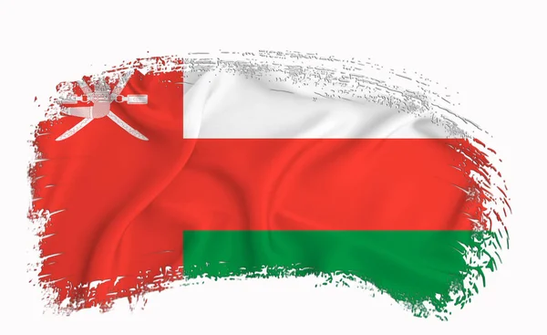 Bandeira Omã Pincelada Tipografia Letras Logotipo Rótulo Banner Fundo Branco — Fotografia de Stock