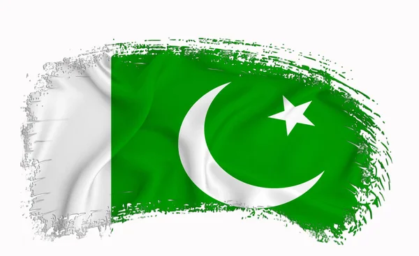 Σημαία Πακιστάν Πινελιά Τυπογραφία Γράμματα Λογότυπο Ετικέτα Πανό Λευκό Φόντο — Φωτογραφία Αρχείου