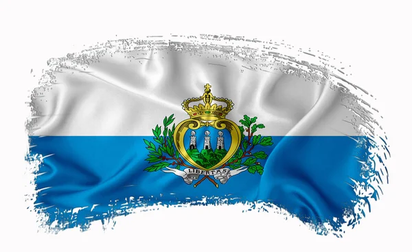 Bandera San Marino Pincelada Tipografía Letras Logotipo Etiqueta Banner Sobre — Foto de Stock