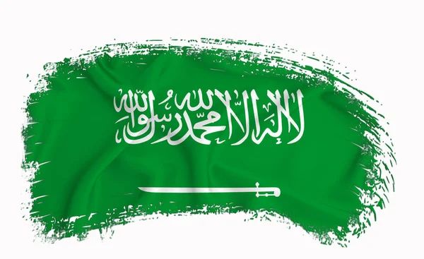 Saudi Arabien Flagge Pinselstrich Typografie Schriftzug Logo Etikett Banner Auf — Stockfoto