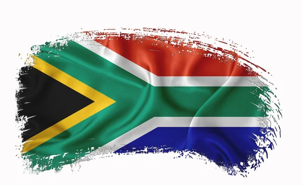 Dél Afrika Zászló Ecsetvonás Tipográfia Betűk Logó Címke Banner Fehér — Stock Fotó